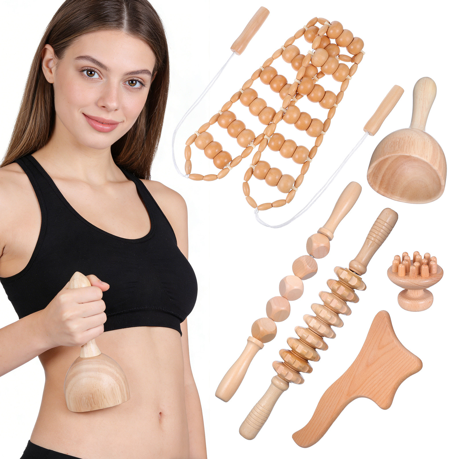 6Pcs Massage Tools Set Wood Th - đánh giá và giá Muscle Roller Stick