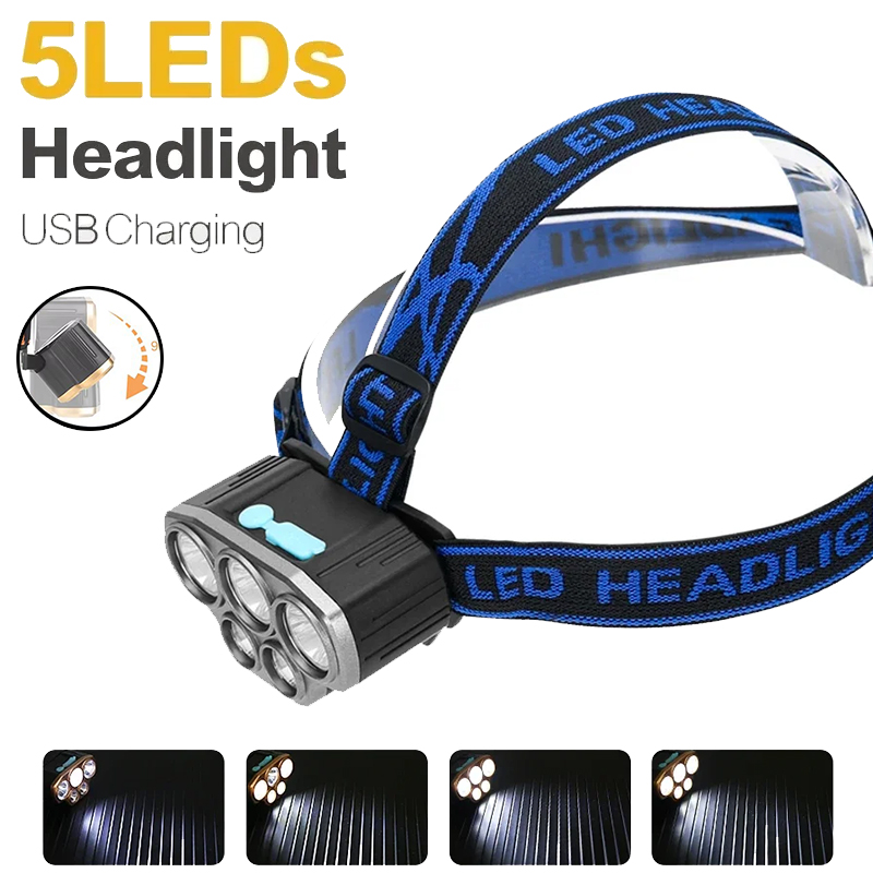 Rechargeable 5 LED Headlight U - đánh giá và giá Running Headlamp Led
